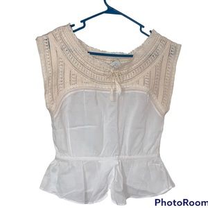 Anthropologie HD in Paris Doves Wings Peplum Crochet Top